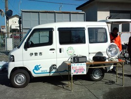 写真:防災訓練における電気自動車の電源を活用した実演の様子2