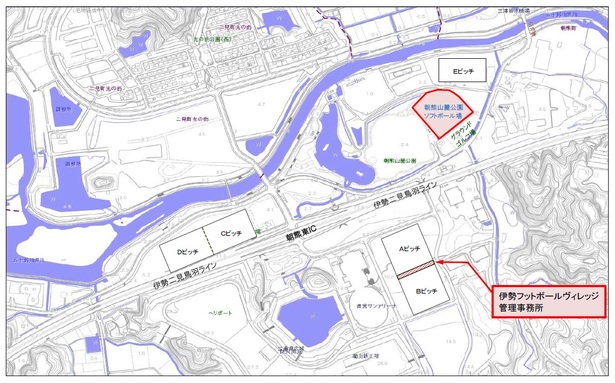 地図:朝熊山麓公園ソフトボール場