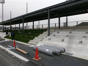 写真:観覧席の工事風景