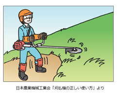 イラスト:草刈機の正しい使い方イメージ