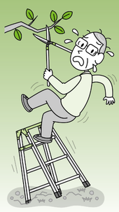 イラスト：脚立からの転落事故