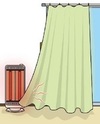 こたつの中に座椅子を押し込むことは危険を示すイラスト