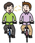 イラスト:自転車で並走しながら話す様子