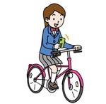 イラスト:スマホを見ながら自転車に乗る様子