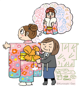 イラスト：成人式の着付け