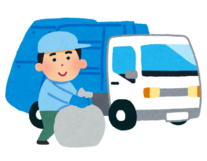 ごみ収集車と作業員