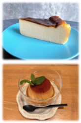 写真:バスクチーズケーキと昔ながらのプリン
