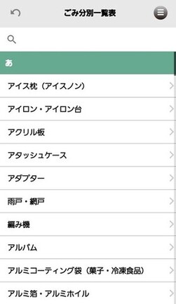 ごみ分別一覧表のイメージ画像