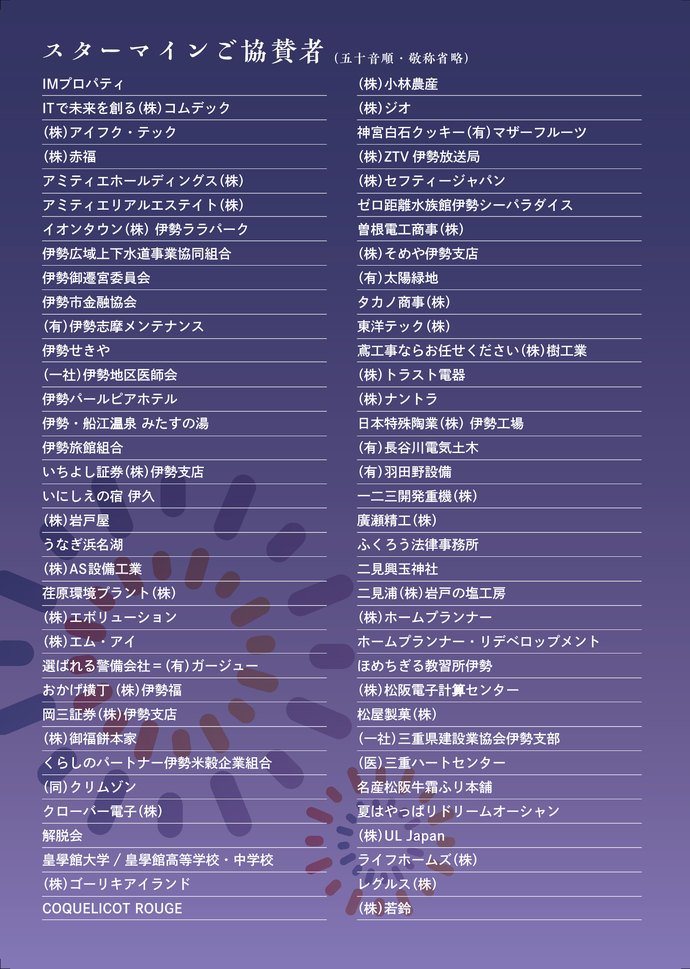 スターマインご協賛者