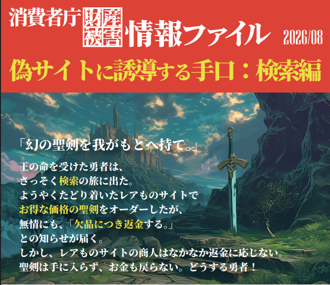 偽サイト注意喚起チラシ（消費者庁）